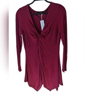 Made by‎ Johnny Twist Front Maroon Top Size Medium